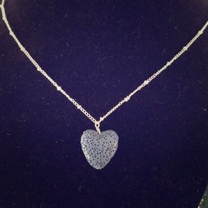 Silver tone blue Lava heart diffuser necklace